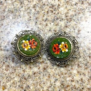 Clip on Vintage Mosaic earrings. Lovely.